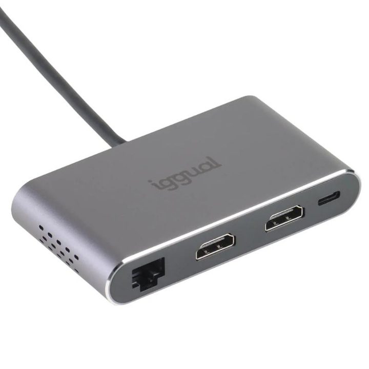 iggual Hub C 8-in-1 2xHDMI 2xUSB 2xSD RJ45 PD100W