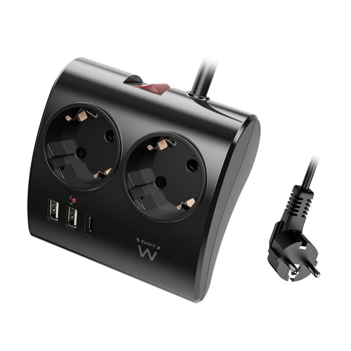 Ewent EW3871 base múltiple 1,5 m 3 saídas AC Interior Preto