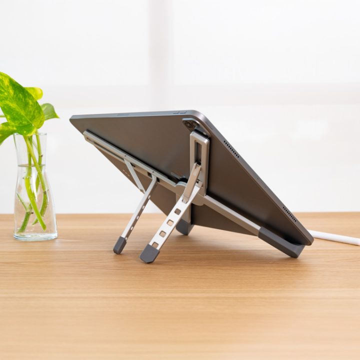 TooQ Soporte elevador plegable de aluminio para portátiles, Plata