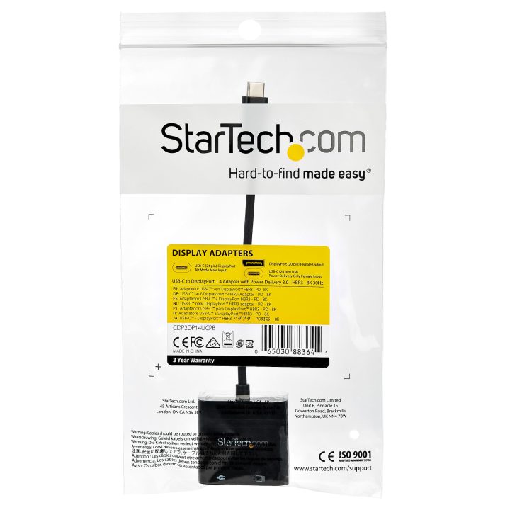 StarTech.com Cabo de 1m USB-C a DisplayPort 1.4 HBR3 com Entrega de…