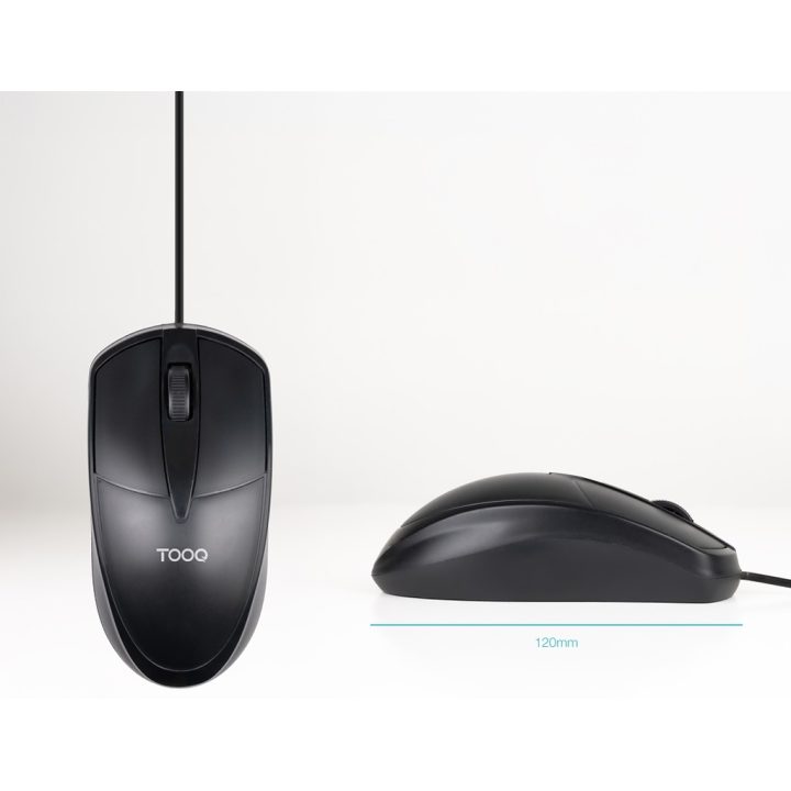 TooQ Ratón óptico con cable USB, 1000 DPI