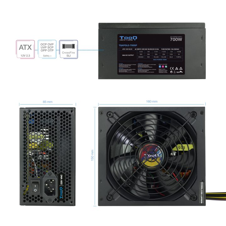 TooQ TQAPOLO-700SP power supply unit 700 W 20+4 pin ATX ATX Black