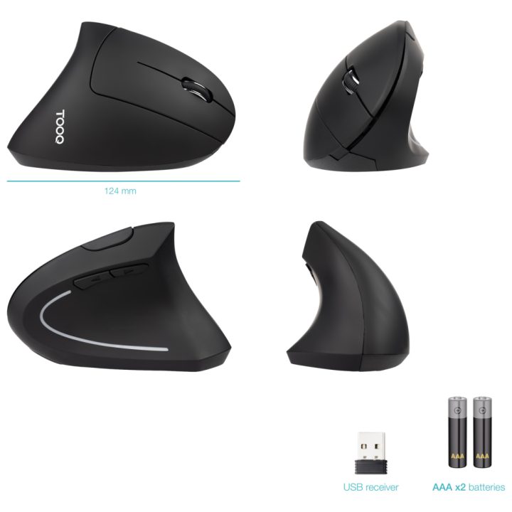 TooQ Rato Inalámbrico Ergonómico Vertical 3200 DPI, 6 botões, Preto