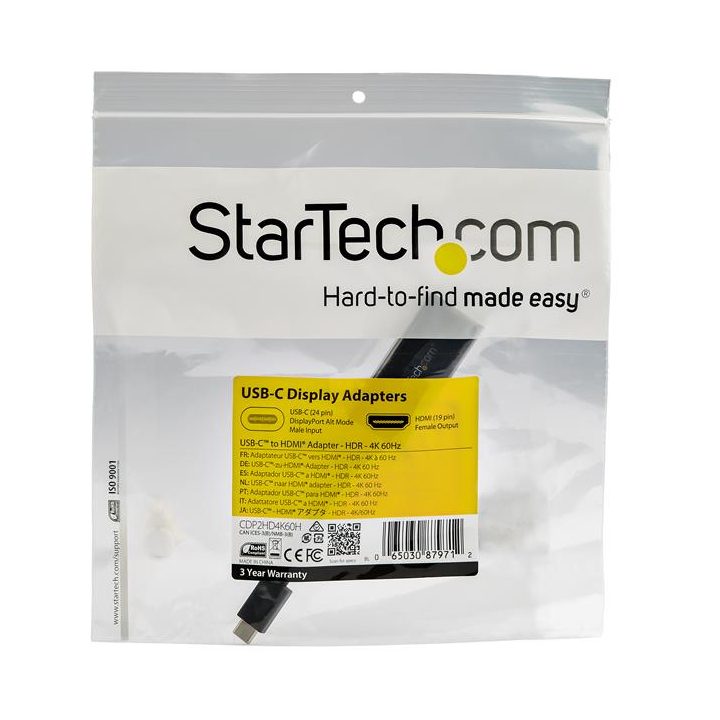 StarTech.com USB-C to HDMI Adapter with HDR - 4K 60Hz - Black