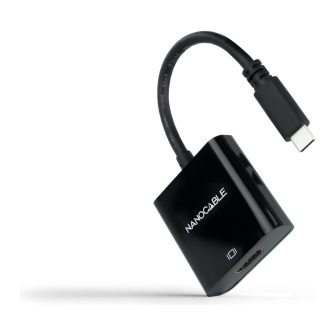 Nanocable Conversor USB-C a HDMI 4K, USB-C/M-HDMI/H, Preto, 15 cm