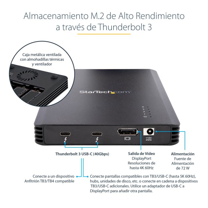 StarTech.com Caixa Thunderbolt 3™ de 4 Baías NVMe M.2 para SSD, com 1…
