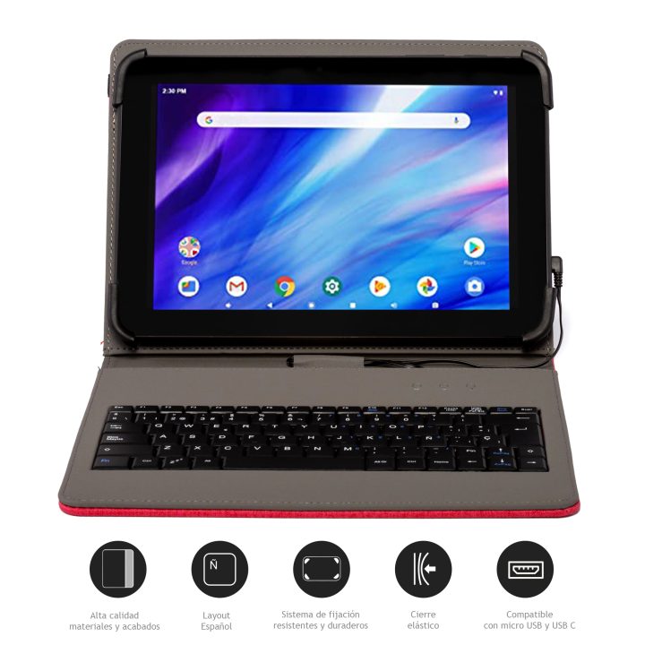 Nilox USB Keyboard Case for 9.7" to 10.5" Tablets, Red