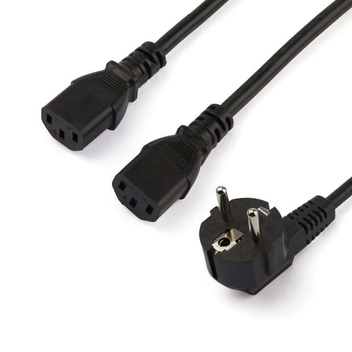 StarTech.com 2m Y-Power Cable for Computer, 18AWG, EU Schuko to 2x…