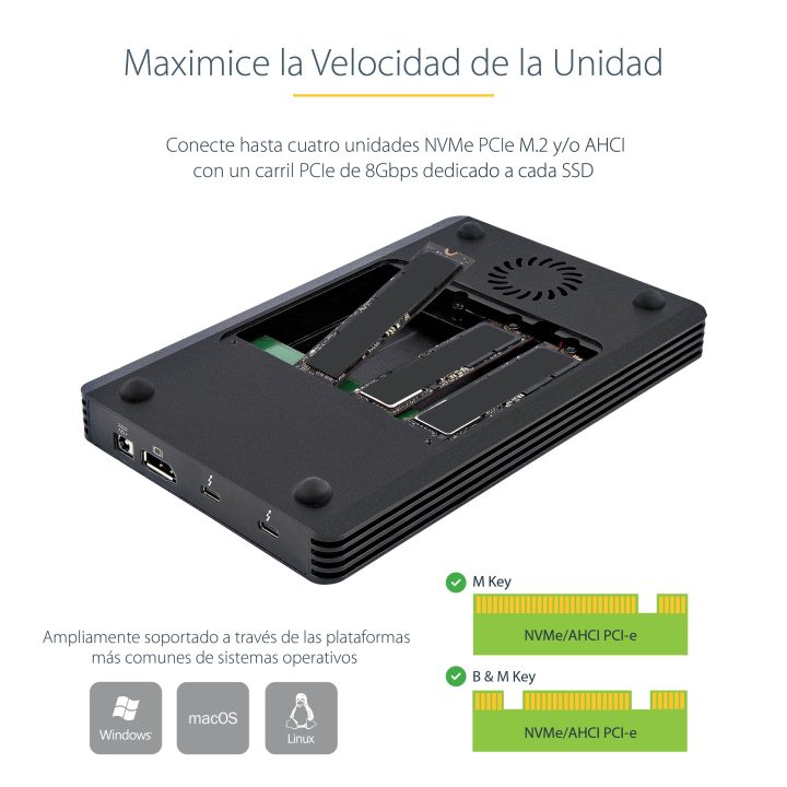 StarTech.com Caixa Thunderbolt 3™ de 4 Baías NVMe M.2 para SSD, com 1…
