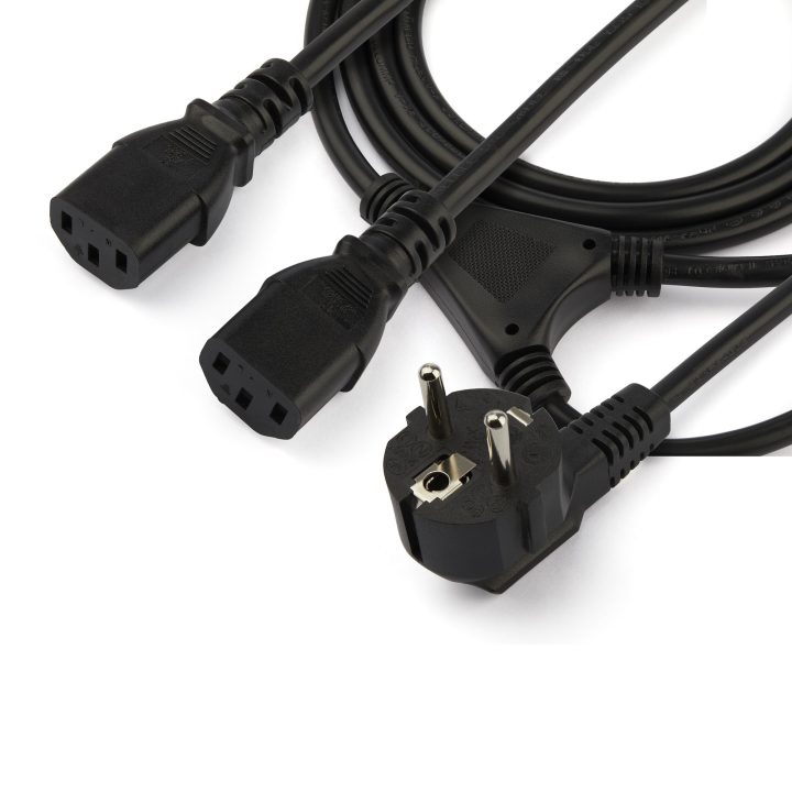 StarTech.com 2m Y-Power Cable for Computer, 18AWG, EU Schuko to 2x…