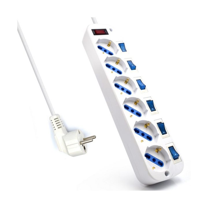 Ewent EW3932-3M Surge Protector White 6 AC Outlets