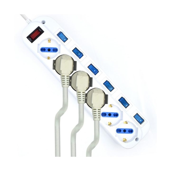 Ewent EW3932-3M Surge Protector White 6 AC Outlets