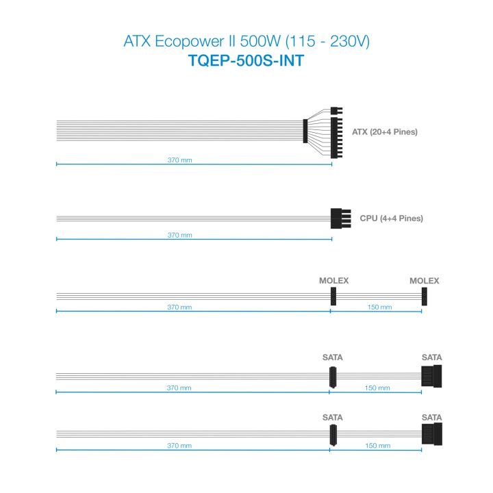 TooQ TQEP-500S-INT Power Supply Unit 500 W 24-pin ATX ATX Silver