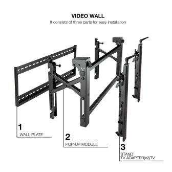 TooQ Wall-Mount Video Wall Bracket for 45"-70" Screens, Black