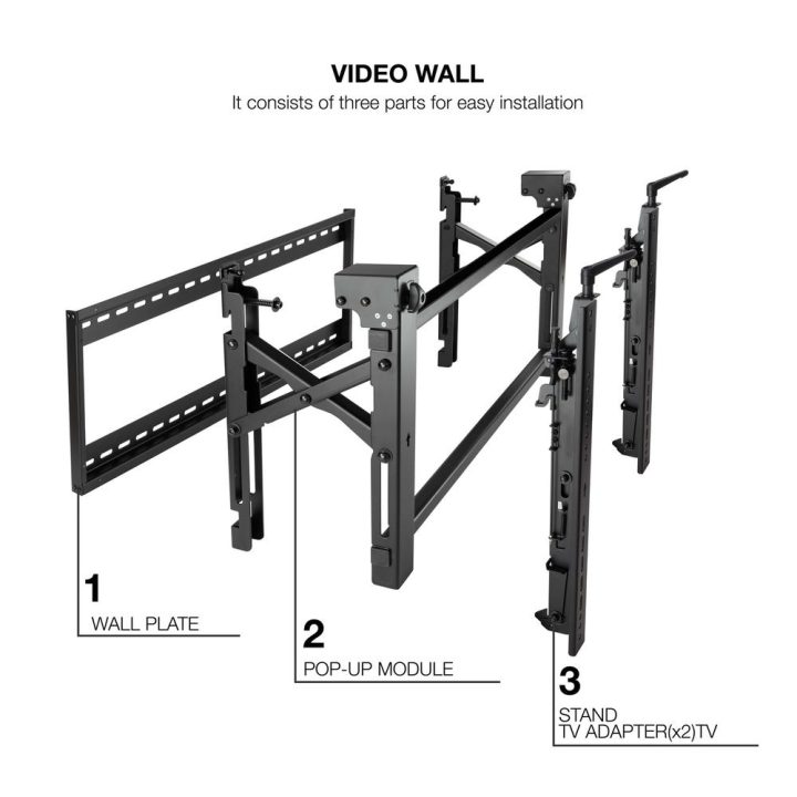 TooQ Suporte de Parede Video Wall para Ecrã 45”- 70”, Preto