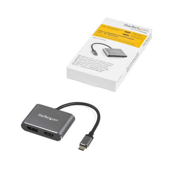 StarTech.com Multiport USB-C Video Adapter - HDMI or DisplayPort - 4K…