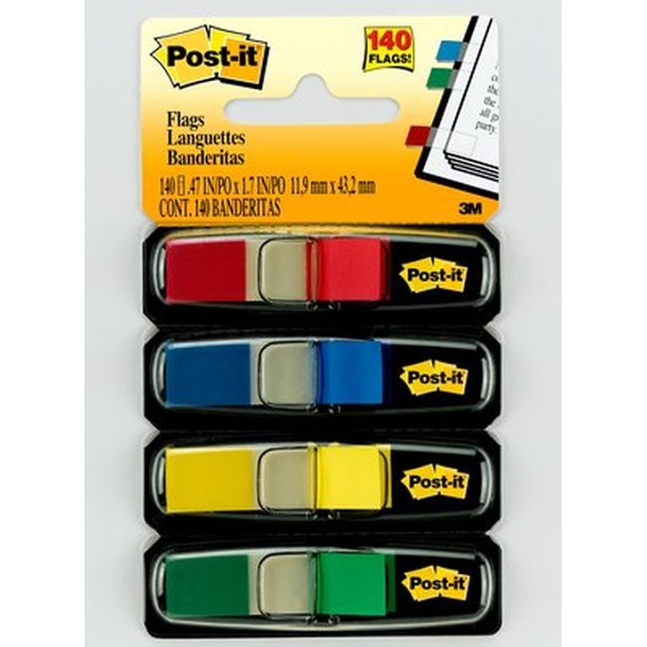 Pack of 4 Dispensers x 35 Index Tabs 11.9x43.2mm Assorted Colors…