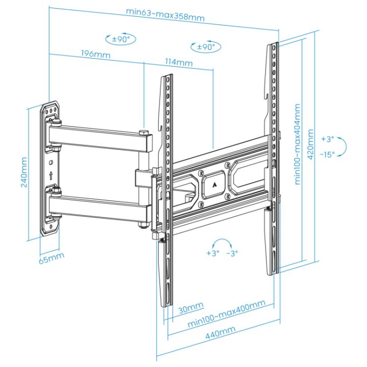 TooQ Suporte de parede para ecrãs 32”- 55”