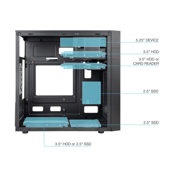 TooQ Black Micro-ATX Mini Tower Case