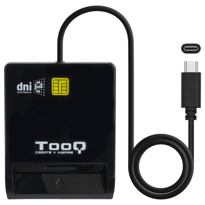 TooQ Leitor de Cartões Inteligentes DNIe SIM USB-C, Preto