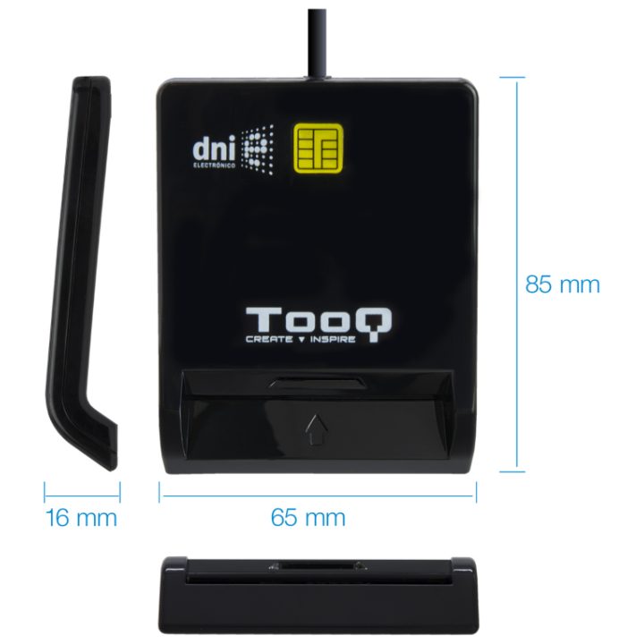 TooQ Smart Card Reader DNIe SIM USB-C, Black