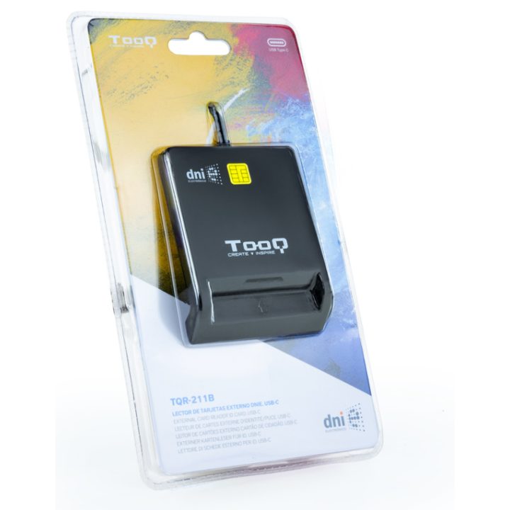 TooQ Leitor de Cartões Inteligentes DNIe SIM USB-C, Preto