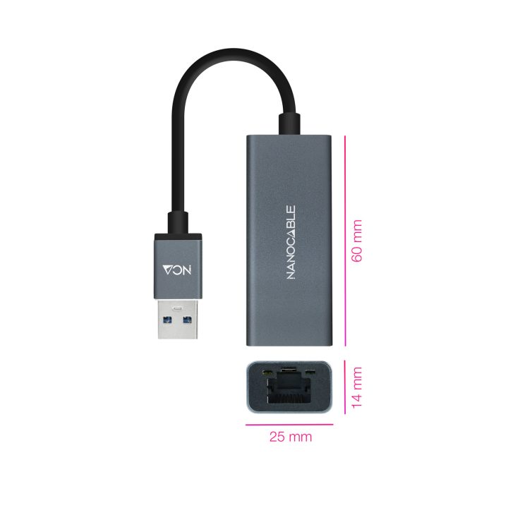 Nanocable Conversor USB 3.0 a Ethernet Gigabit 10/100/1000 Mbps…