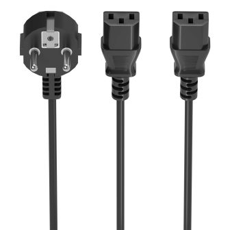 AISENS CPU Power Cable, CEE7/M-2xC13/H, Black, 3.0m