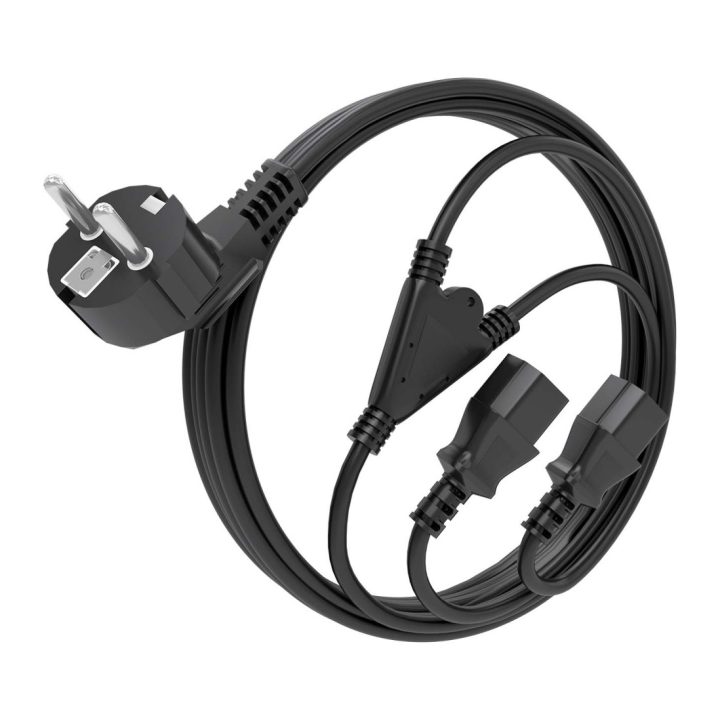 AISENS Cabo de Alimentação CPU, CEE7/M-2xC13/H, Preto, 3.0m