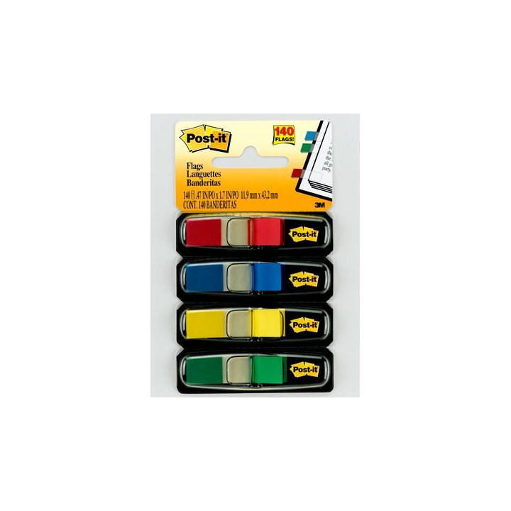 Pack of 4 Dispensers x 35 Index Tabs 11.9x43.2mm Assorted Colors…