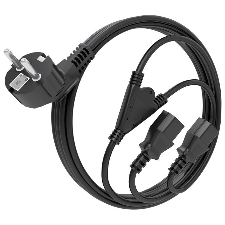 AISENS CPU Power Cable, CEE7/M-2xC13/H, Black, 3.0m