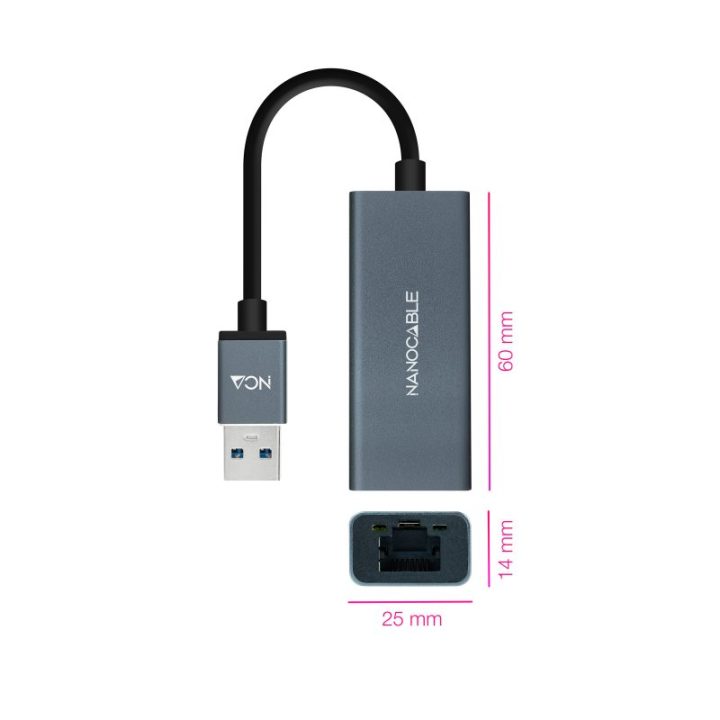 Nanocable Conversor USB 3.0 a Ethernet Gigabit 10/100/1000 Mbps…
