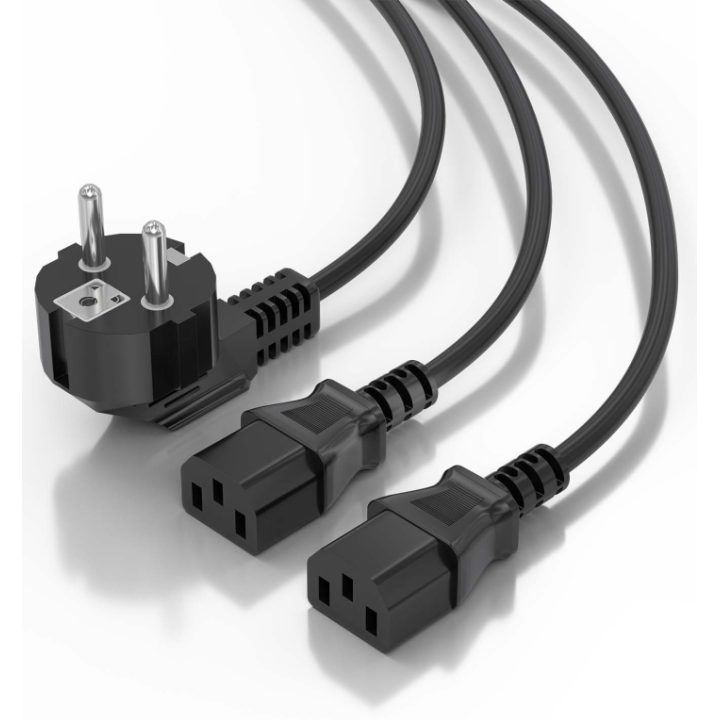 AISENS Cabo de Alimentação CPU, CEE7/M-2xC13/H, Preto, 3.0m