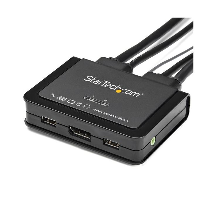 StarTech.com Comutador KVM de 2 Portas DisplayPort 4K60Hz com Cabos…