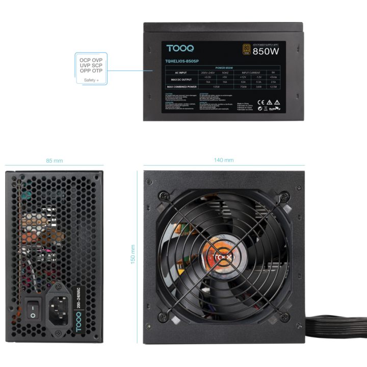 TooQ Fonte de alimentação ATX 850W APFC 80Plus Bronze