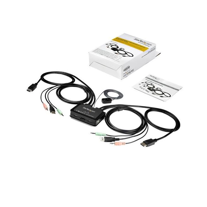 StarTech.com 2-Port DisplayPort KVM Switch 4K60Hz with Built-in Cables