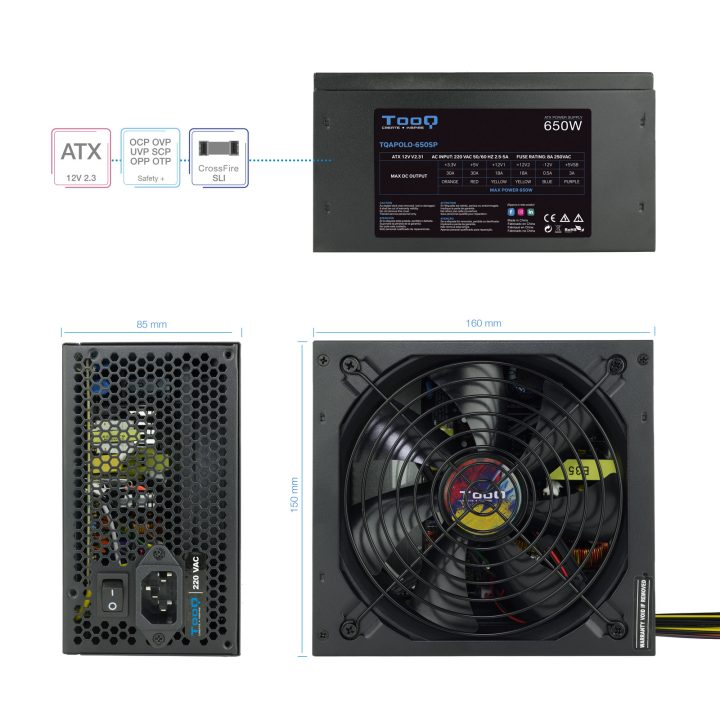 TooQ TQAPOLO-650SP unidade de fonte de alimentação 650 W 20+4 pinos…
