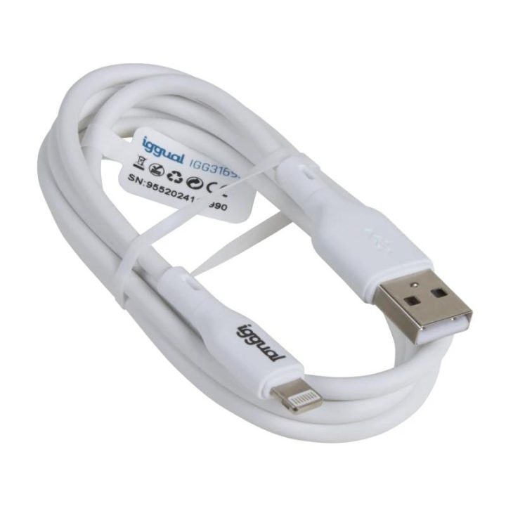 iggual USB-A to Lightning Cable 100 cm White