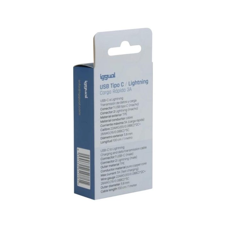 iggual cable USB-A/Lightning 100 cm blanco