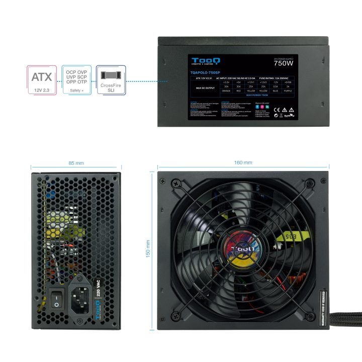 TooQ TQAPOLO-750SP unidade de fonte de alimentação 750 W 20+4 pinos…