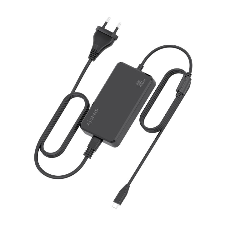 AISENS Desktop GaN Charger 100W PD3.0 1xUSB-C 1.8m, Black
