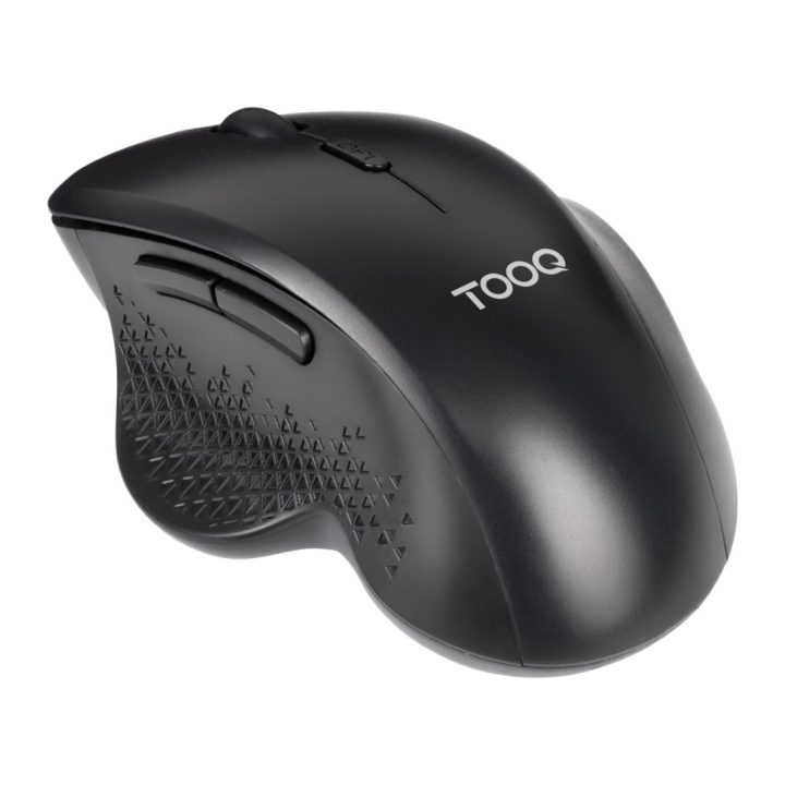 TooQ Ratón Inalámbrico Ergonómico 1600 DPI, 6 botones, Negro