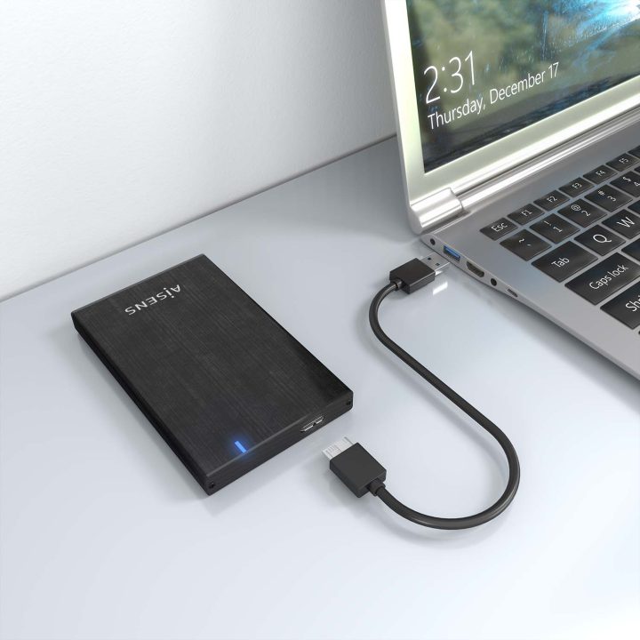AISENS Caixa externa 2.5" ASE-2527B 9.5mm SATA a USB 3.0/USB3.1 Gen1…