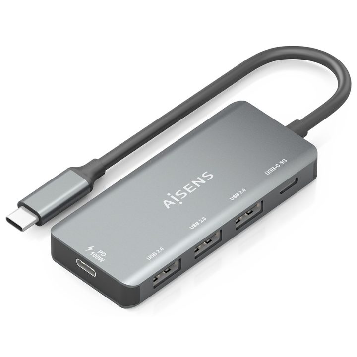AISENS Hub USB 3.1 USB-C, USB-C/M-1xUSB-C PD 100W+1xUSB-C…