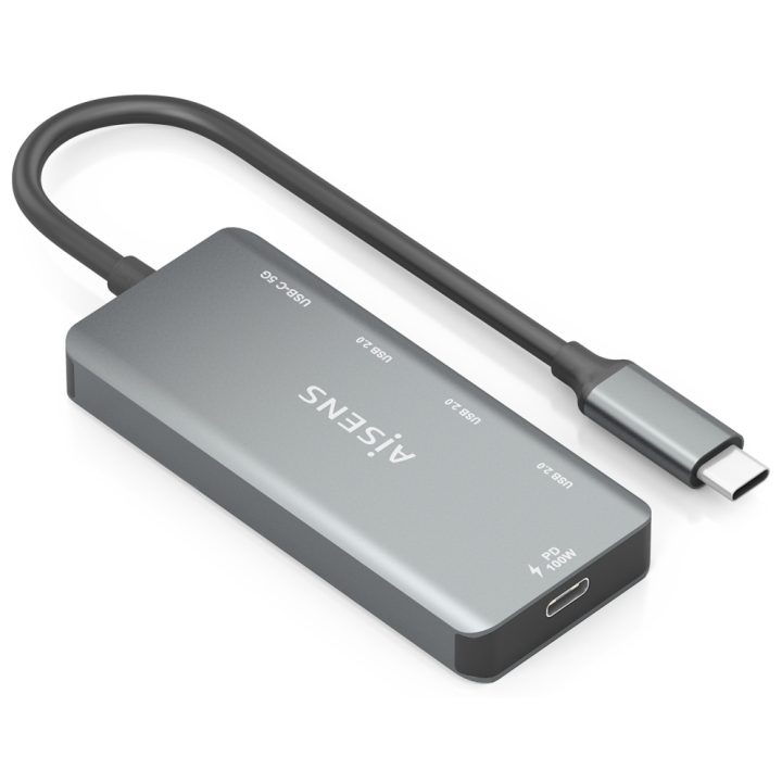 AISENS Hub USB 3.1 USB-C, USB-C/M-1xUSB-C PD 100W+1xUSB-C…