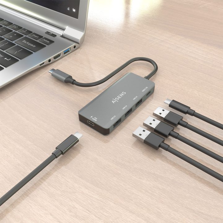AISENS Hub USB 3.1 USB-C, USB-C/M-1xUSB-C PD 100W+1xUSB-C…
