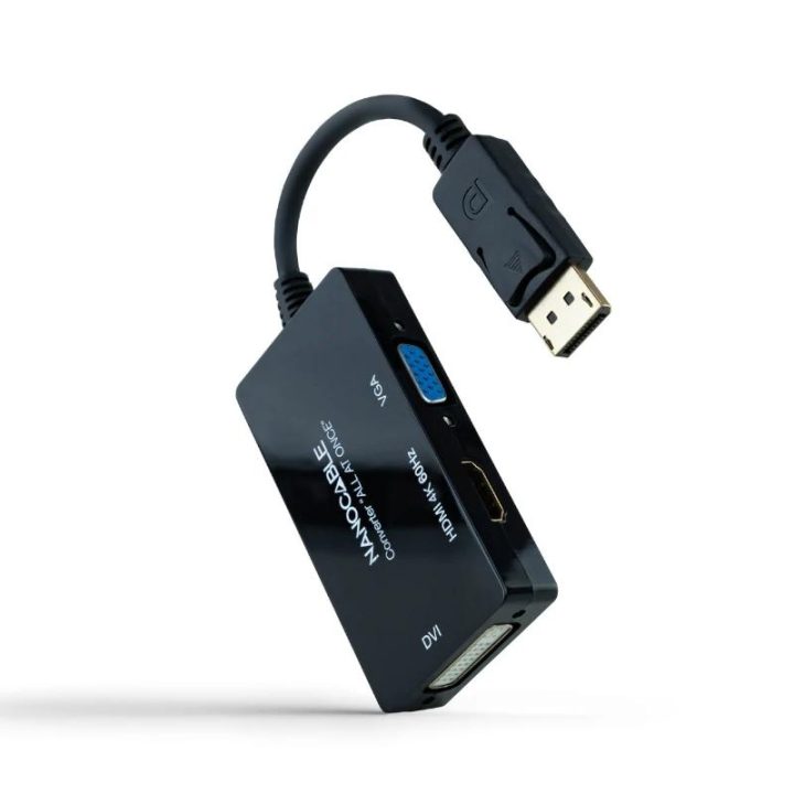 Nanocable DisplayPort to HDMI/DVI/VGA Converter, 20 cm, Black