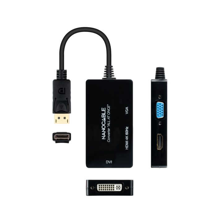 Nanocable DisplayPort to HDMI/DVI/VGA Converter, 20 cm, Black