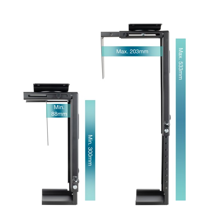 TooQ Metal CPU Stand for Desk/Wall, Black