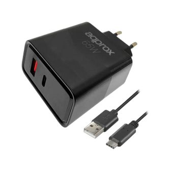 Approx! 65W QC Charger 1 x USB-A + 1 x USB-C + Cable (APPUSBWALL65W)
